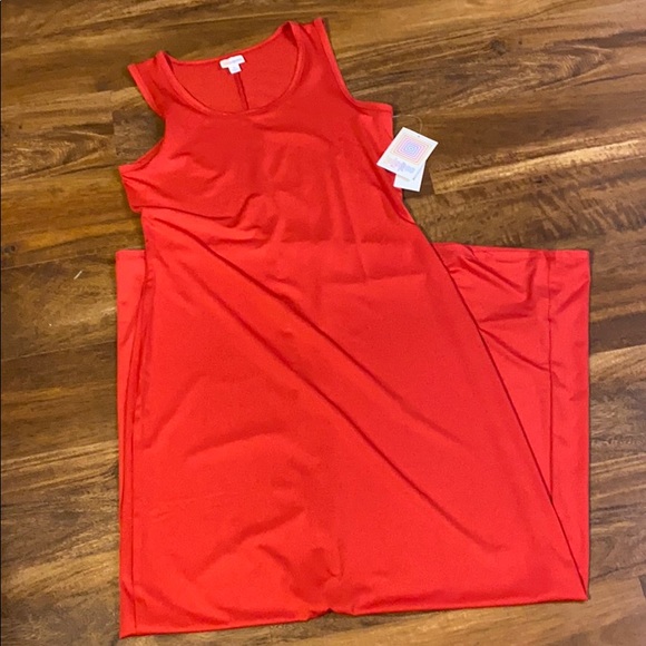 Red Sleeveless Lularoe Dani Maxi Dress